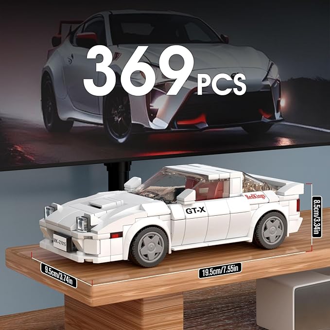 Mould King Speed Champion RX-7 Initial D Building Set &amp Display Case 27015 Cars Model Kits Gifts for Teens/Adults Creative for Teens Age 14+ (369Pcs)