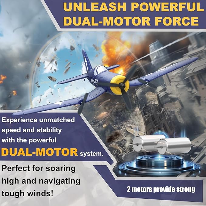 RC Plane F4U Remote Control Airplane 2.4GHz 3 Channel Fighter with 6 Axis Gyro Stabilizer Easy to Fly for Adults Beginners