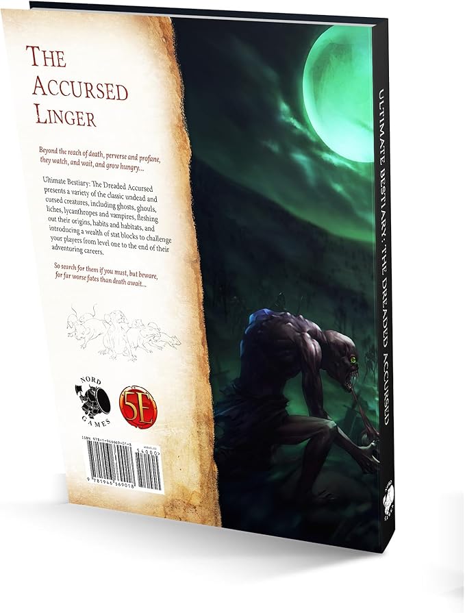 Nord Games: Ultimate Bestiary: The Dreaded Accursed - Hardcover RPG Supplement Book Classic Undead &amp Cursed Creatures 5e D&ampD Roleplaying 268 Pages