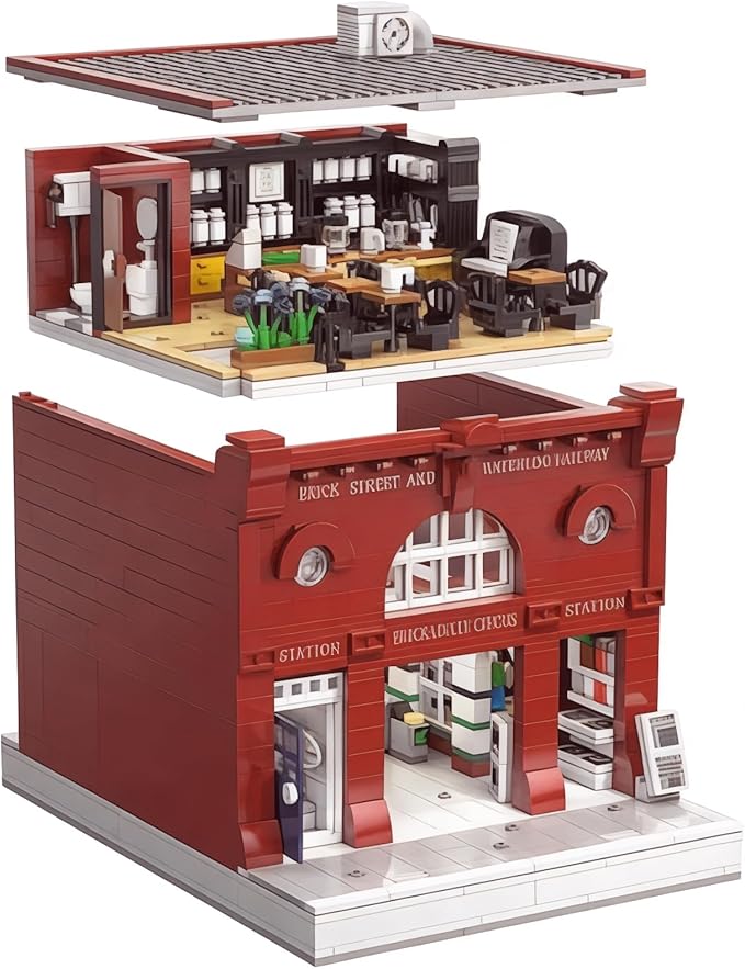 General Jim's London Underground Brickadilly Circus Two Floor 1836 PieceCity Modular Building Block Brick Street View Model Toy Set - for Teens and Adults