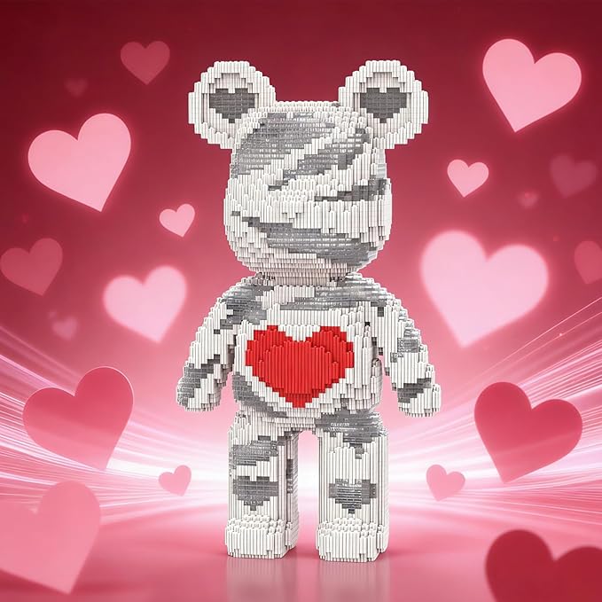 Red Heart Bear Building Blocks (5300 PCS) Creative Animal Brick Set for Kids &amp Adults Micro Building Blocks Teddy Blocks Children Toys for Christmas Halloween Anniversary