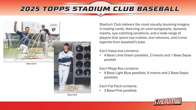 2025 Topps Stadium Club Baseball Mega Trading Card Box (2 Sepia Parallels Per Box)