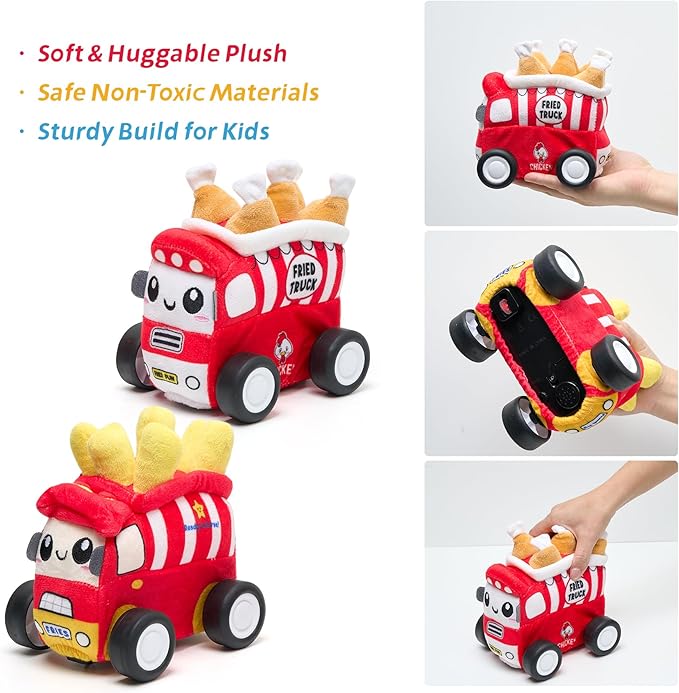 Plush Toy Remote Control Vehicle with 2 Detachable Dolls Kids Electric RC Toy for Boys Girls Ages 2+ Soft Plush &amp Durable Design Suitable for Blocks (Fastfood Truck)