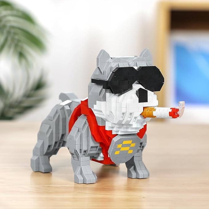 Cute Animal Bully Pitbull Micro Mini Building Blocks Kit Mini Dog Micro Bricks Building Toys for Adults Boys Girls Party Favors for Kids 8-14 Christmas Birthday Gift Carnival Prizes (998 PCS)