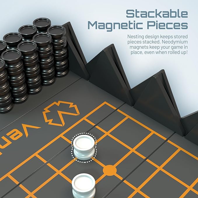 VENTUREBOARD GO 9x9 6 Inches Magnetic Unique GO Set Board Game - Folding Board Portable Travel GO Board Game Pieces - (Black/Grey)