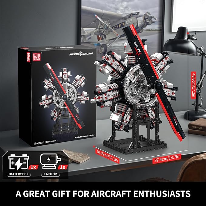 Mould King 10233 Radial Aviation Engine Building Blocks Sets Engine Model kit That Run Build Your Own STEM Model Engine Engine Building Engineering Toys (3089+PCS)