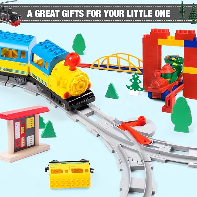 32 Pieces Train Tracks Classic Railway Track with 20 Curved Tracks 10 Straight Tracks and 2 Switches Tracks - Compatible with All Major Brands Toy Track Accessory for Kid Light Grey