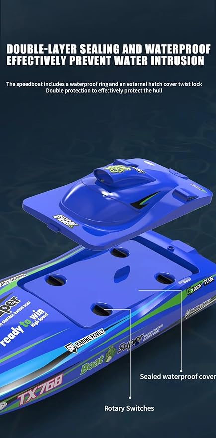 TX768 RC Jet Boat 30km/h High Speed Jet Boat Brushless Catamaran with 3×3S LiPo Batteries Water Cooled Engine 40cm ABS Hull Long Range RC for Lakes Rivers &amp Pools Brushless RC For Adults