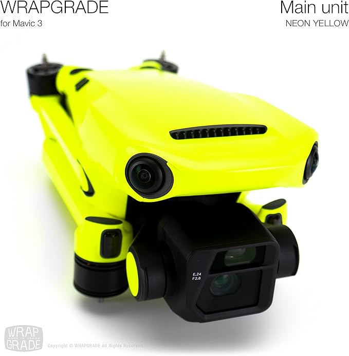 WRAPGRADE Full Skin Stickers for DJI Mavic 3 / Mavic 3 Classic (NEON YELLOW)