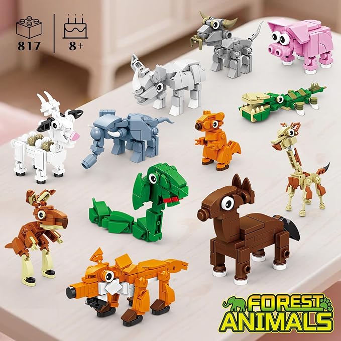 Lynda Animal Building Blocks Set for Kids DIY Construction Toys Educational Bricks for 8 Years Old