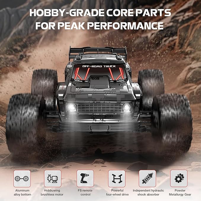 1/12 Brushless Fast RC Car for Adults 4WD Electric Off-Road RC Monster Truck 60KM/H High Speed RC Car W/Hobbywing ESC Flysky FS-G4P 3S Lipo for Hobby RTR Toy Gifts