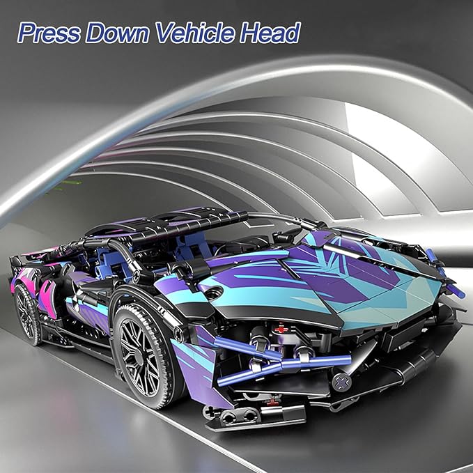 Sport Race Car Building Block Sets for Adults BoysRemote Control APP Supercar Toys Kits with LED Lights 1:14 Collectible MOC Contruction Birthday Gift for Teens Age 8-12 12-1614 14+(1314 PCS)