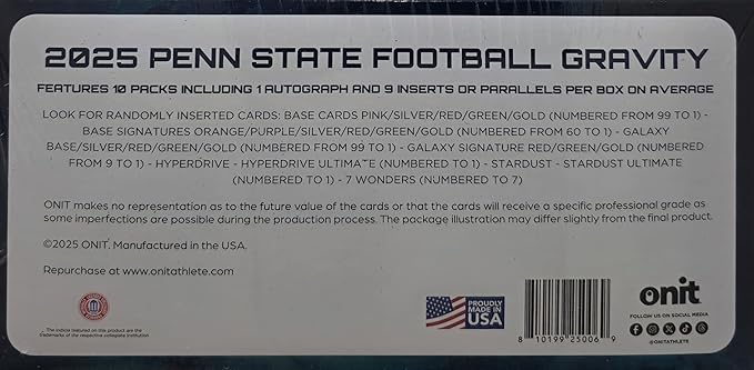 2025 Onit Gravity College Football Card Hobby Box (Penn State Nittany Lions)