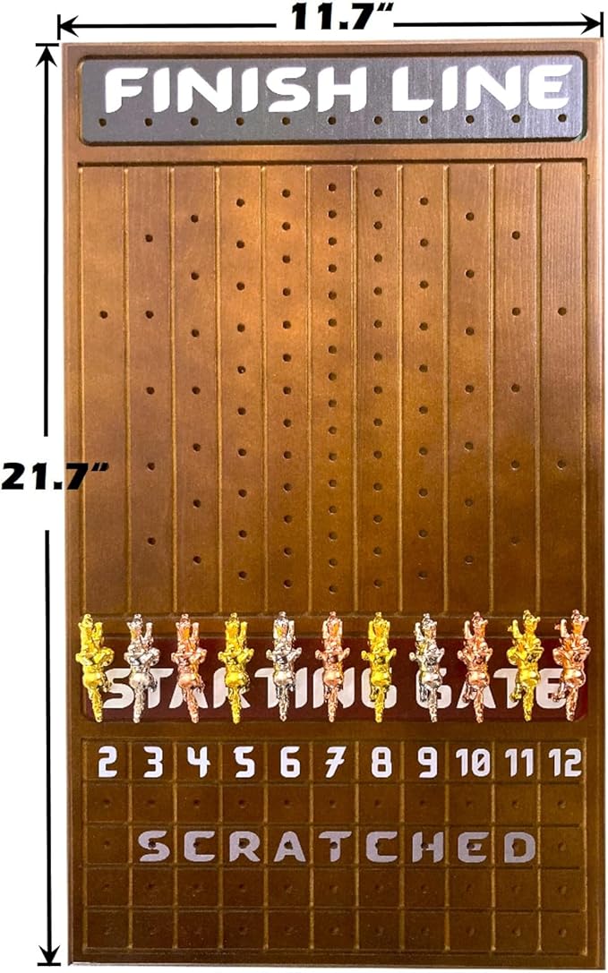 Horse Racing Game for Adults Horse Race Board Game with 11 Luxurious Metal Horses (Silver Black Rose Gold) 22” Dark Pine Wood Horse Race Game Board Dice &amp Card Included (Dark Color)