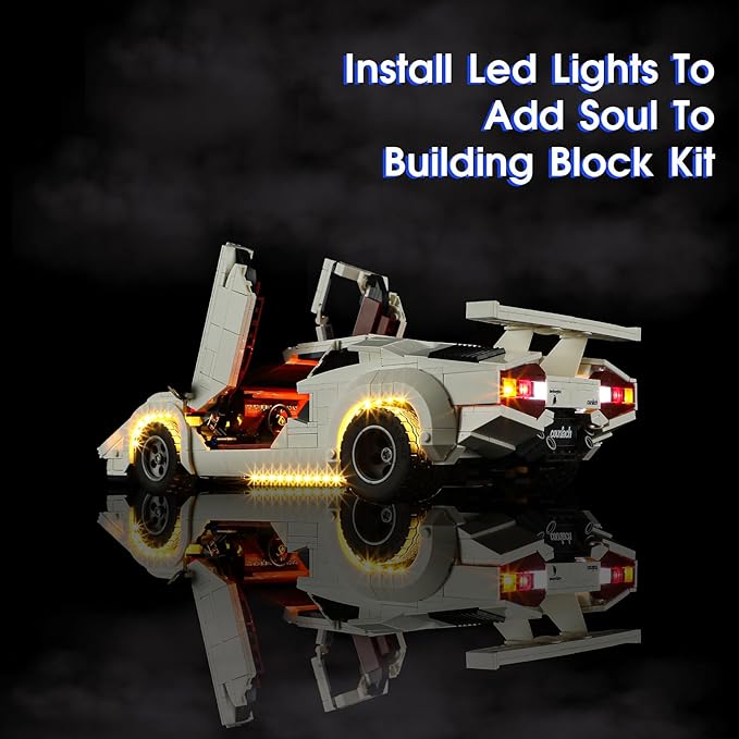 Vaodest Led Light for Lego 10337 Lamborghini Countach 5000 Quattrovalvole Building Blocks ModelDesign and Configuration Compatible with Model 10337(Led Light Only Not Building Block Kit)