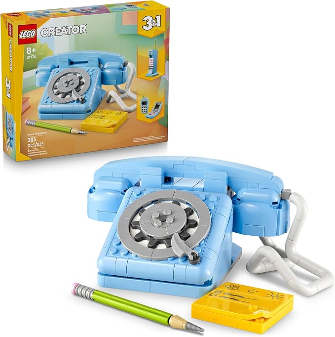 LEGO Creator 3 in 1 Retro Telephone Kids Toy - Home Decor for Bedroom or Kids Room - Building Toy and Learning Playset for Girls &amp Boys Ages 8+ - Gift Idea for Birthdays or Special Occasions - 31