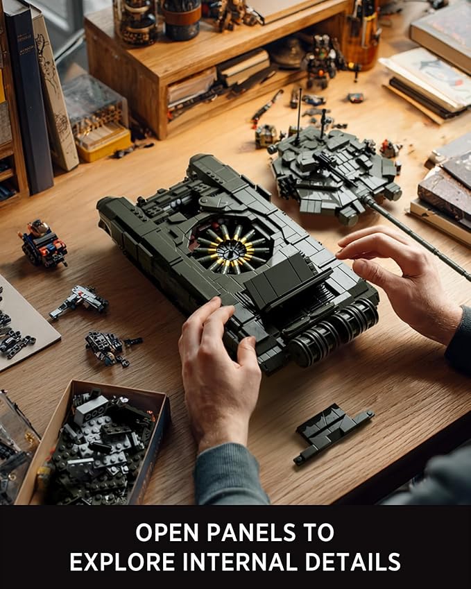 Nifeliz T-90A Military Tank Building Set for Adults Military Vehicle Model Set with Realistic Details Ideal for Army Collectors and Building Enthusiasts (2083 PCS NF10330)