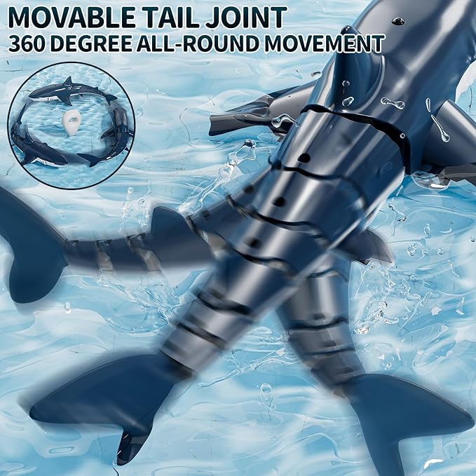 2.4GHz Remote Control Shark Toys for Boys1:18 Scale High Simulation Shark Toys with Light &amp Spray RC Sharks for Pools &amp Lakes Toy Shark Boat Gift for 4 5 6 7 8 9 Year Old Kids Boys Girls
