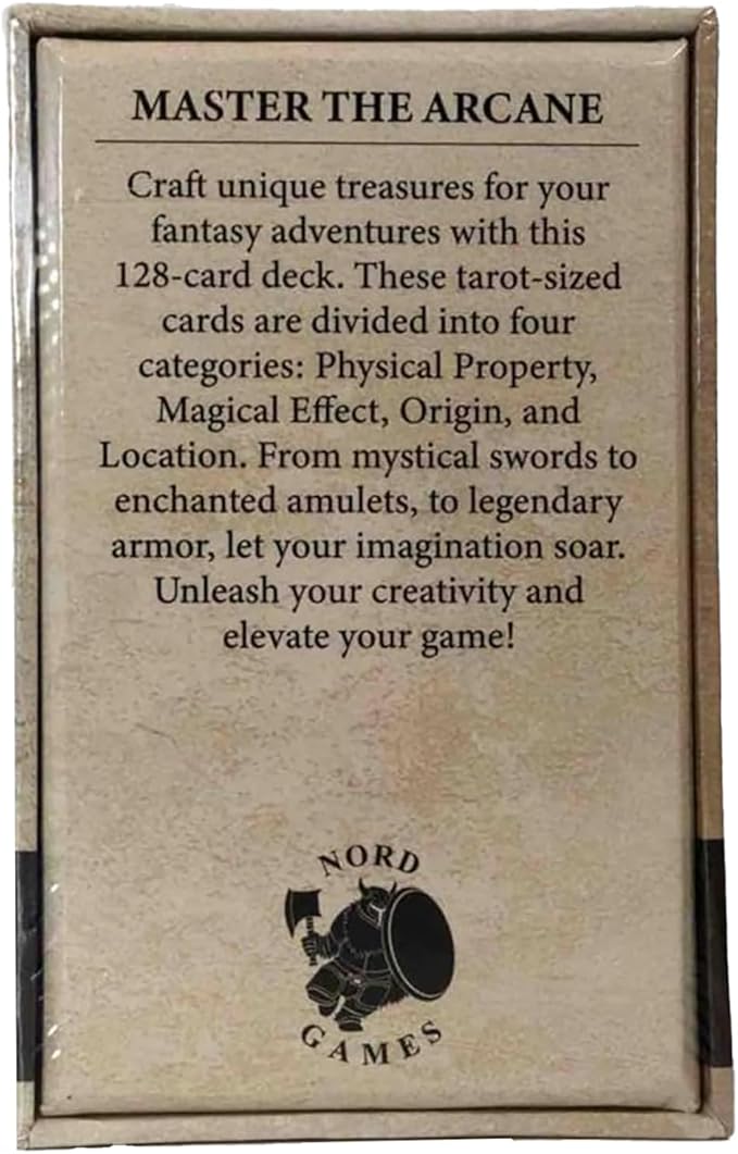 Nord Games: Magic Item Generator I: Box Set - 64 Storytelling Cards Item Properties Mix-Match Endless Options Tabletop Role Playing Game Accessory