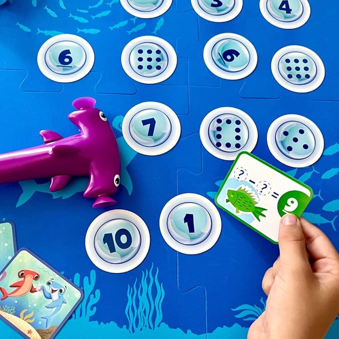hand2mind Hammerhead Number Hunt! Math Game Addition and Subtraction Games Educational Board Games Fun Games for Family Game Night Kindergarten Learning Games for Kids Ages 5-7 Kids Learning Toys