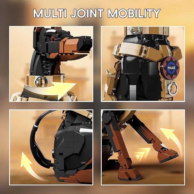 Doberman Pinscher Building Set 1376 Pieces Realistic Police Dog K9 Model Kit with Tactical Harness Large Sitting Animal Pet Construction Toy Guardian Statue Gift for Dog Lovers &amp Adults