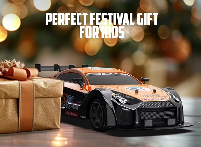 RACENT 1:16 RC Drift Car 2.4Ghz 4WD 18KM/H Remote Control Car with Spray Mist Racing and Drifting Wheels LED Light 2 Batteries Sport Model Toys Vehicle for Kids Boys Adults