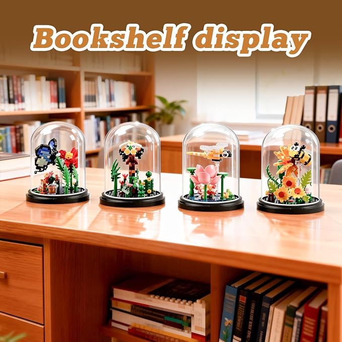 Insect Flowers Collection Micro Building Toy Set with Dust Cover Flower Plants Bug Botanical Set for Nature Decor Bug Building Office Home Decorative Plant Decor Birthday Gift for Adults Kids