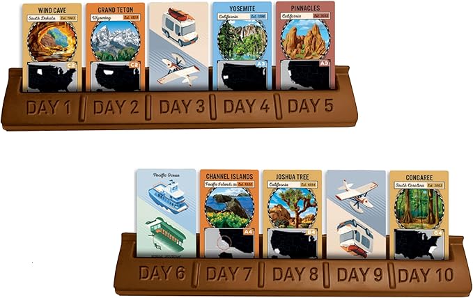10 Days in The National Parks Board Game - Hike Boat Fly or Drive to Scenic American Landmarks. Easy-to-Learn Card Drafting &amp Hand Management Game Ages 8+ 2–4 Players Made by The Op Games