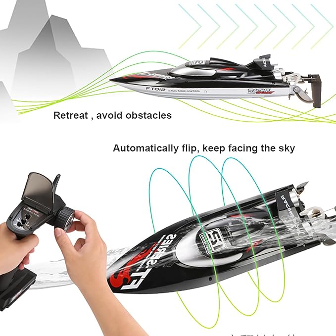18Inch Brushless RC Speed Boat 2.4G 4WD 45-50KM/H Remote Control Watercraft Under Motor RC Submarine for 14Y+ Hobby Adults (FT012)