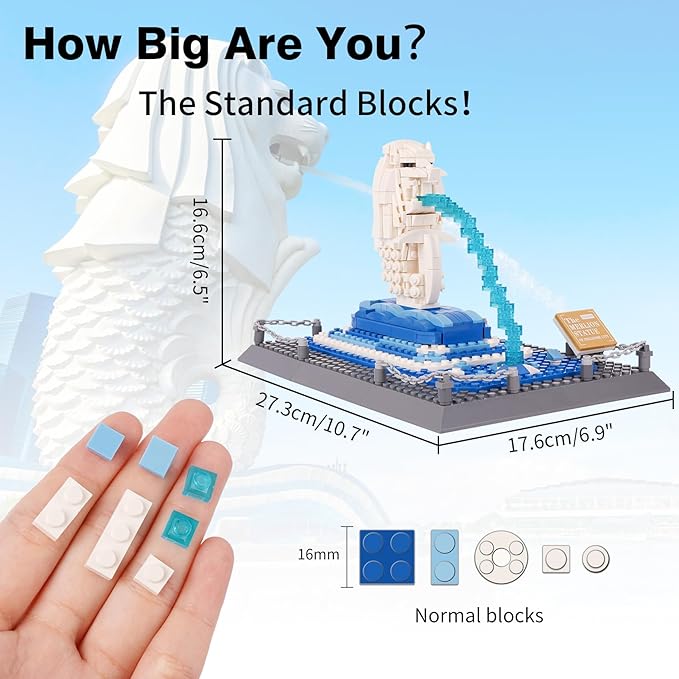 Oichy Merlion Building Blocks Set 503 PCS Creative Toy Building Sets World Famous Architecture Model Kits for Adults and Kids