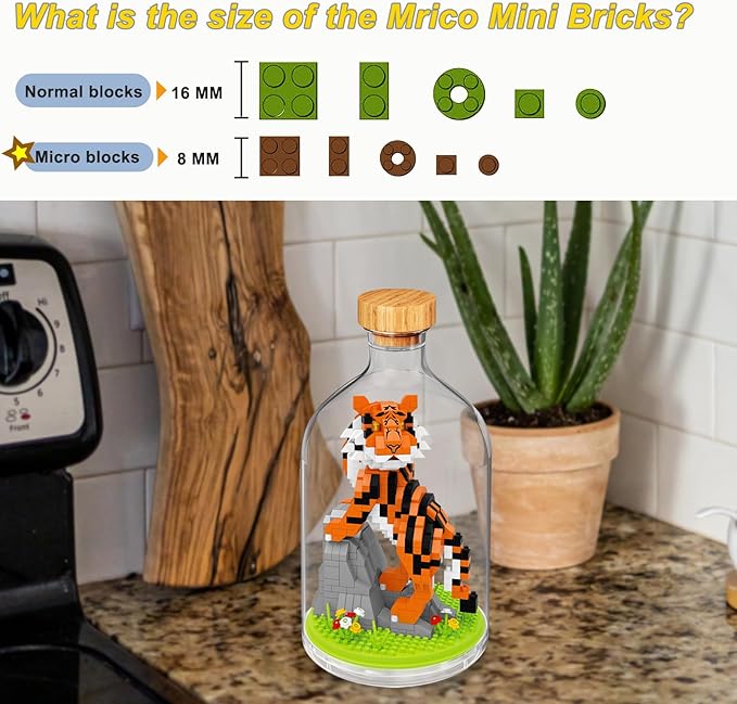 Creative Tiger Toy Building SetAdult Mini Animal Friend SetParty Favors Gift for FriendAnimal Lover Office Home Decor Tiger Building Block KitNew Year Easter Birthday Gift for Family