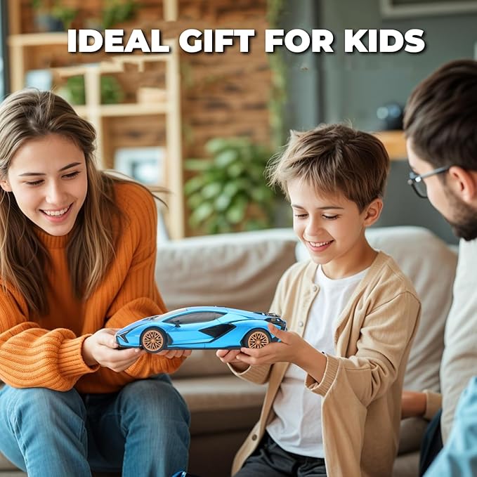 QUN XING Remote Control Car 1:24 Officially Licensed 2.4GHZ Rc Cars Lambo Sport Racing Toy Car for Kids Boys 4-7 Years Birthday Gift Blue