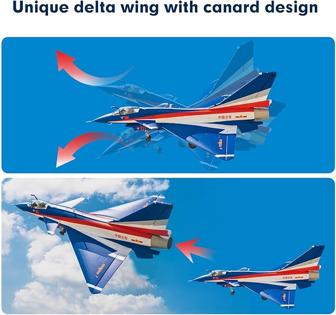 Fms Rc Jets 64mm J10 EDF Fighter Jet with Reflex Vigorous Dragon Rc Airplanes for Adults Remote Control Planes “August 1st Aerobatic Team Paint PNP(NO Transmitter Batteries and Charger)