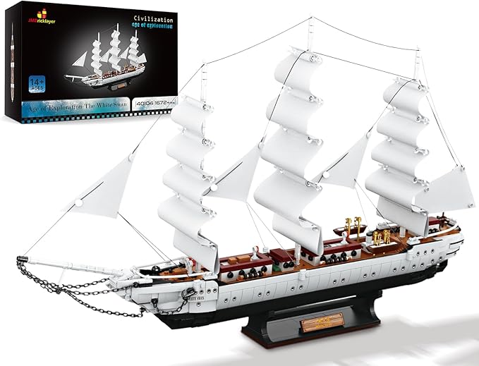 JMBricklayer Ship Building Toy - Building Sets for Adult 40104 White Swan Model Ship Attractive Showroom Decoration Pirate Ship &amp Nautical Adventure Experience Construction Toys