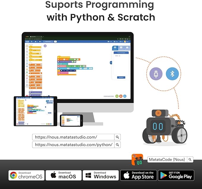 Nous AI Robot for Kids Ages 12+ STEM Coding Robot for Boys and Girls with Scratch &amp Python Programming Robot Building Kit for Kids to Build Your Own AI Robot