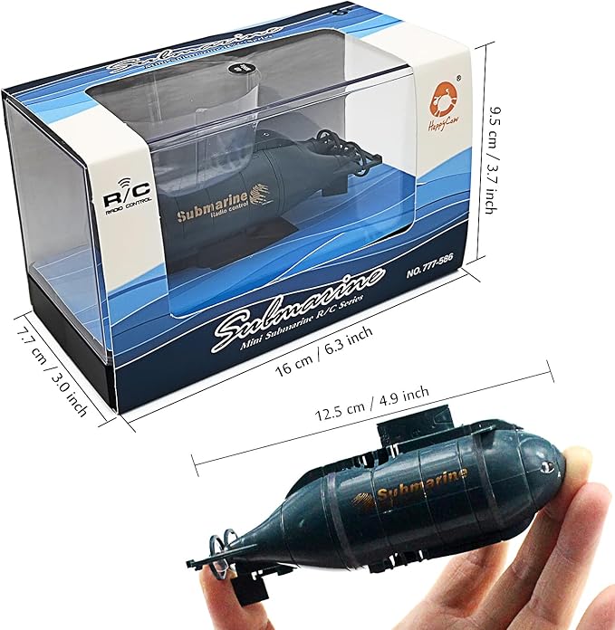 Tipmant Mini RC Nuclear Submarine Toy Remote Control Boat Electric Dive Fish Water Tank Kids Gifts (Blue)