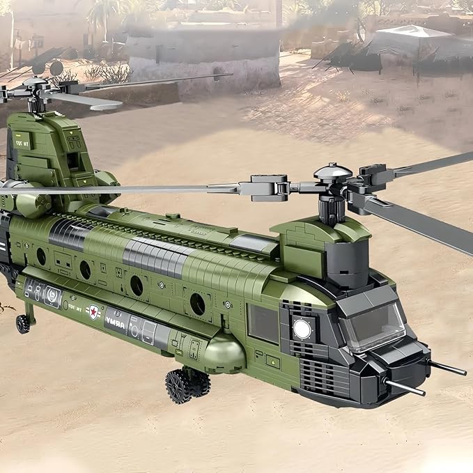 CH-47 Chinook Helicopter Model Toy Building Block Military Transport Airplane Toy Kit for Teenagers and Adults(1451 Pieces)