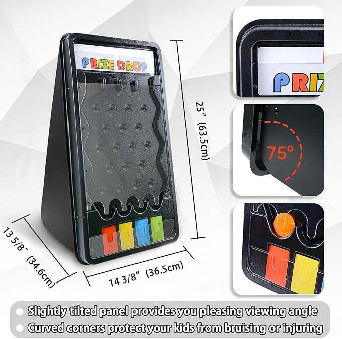 Mini Tabletop Prize Drop Board Game 25x14 Plinko Board Foldable Stand with Customizable 8 Playing Pucks for Carnival Tradeshow Party