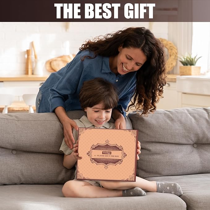 1-6 Players Shut The Box Dice Games Wooden Board Table Math Game with 16 Dice and Instructions Classics Close The Box Board Game for Adults Kids Family Classroom Home or Bar