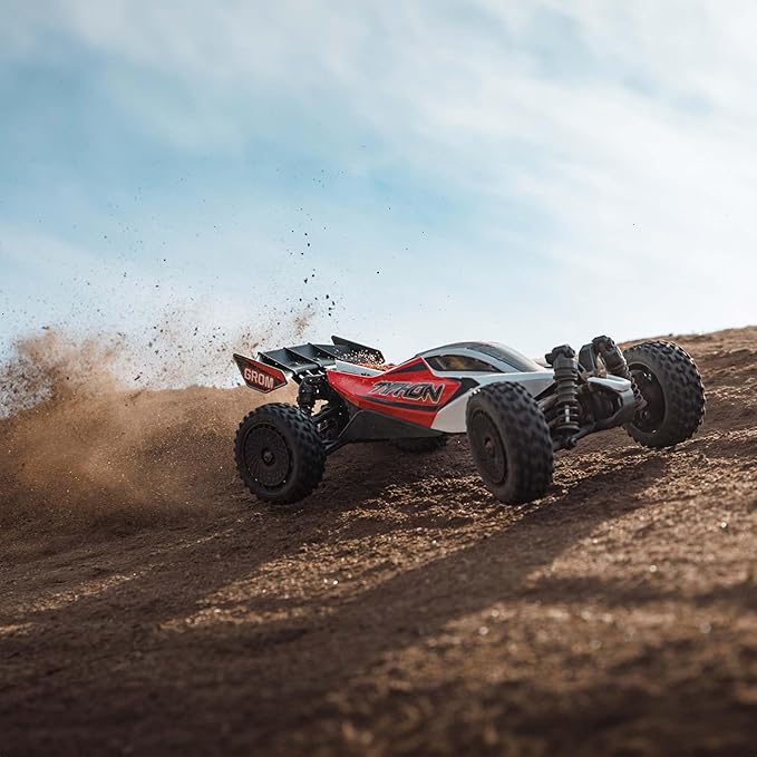 ARRMA RC Car Typhon GROM 4x4 Smart Small Scale Buggy RTR with Battery &amp Charger Red/White ARA2106T2