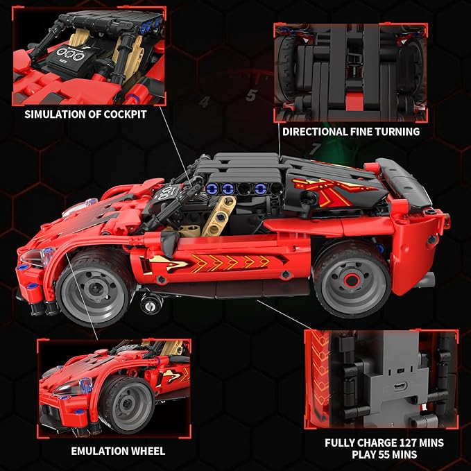 Remote Control Racing Car Building Kit Compatible with Lego STEM Toys for Kids 2 in 1 Model Car Kit 425 PCS Gifts Toys for Age 6-12 Years Old Kids Boys