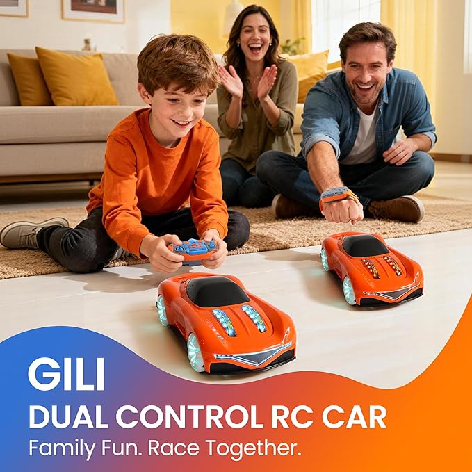 GILI RC Supercar for Kids Ages 3–8 – Dual Control Remote and Gesture – LED Lights 360 Spin Drift – Beginner Friendly – Exciting Birthday for Boys &amp Girls