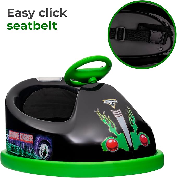 Monster Jam Bumper Car for Kids 2 Speed Electric Bumper Car Vehicle Toddler Bumper Car with Remote Control and 360 Degree Turning 6V Motor LED Lights Gifts for Toddlers