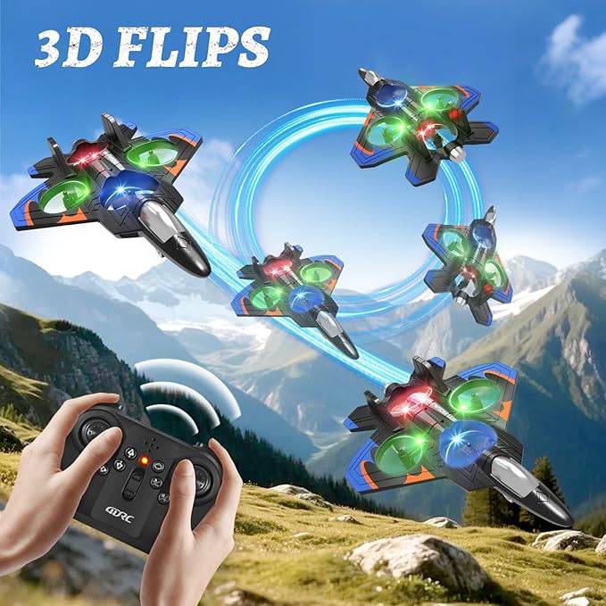 Foam Remote Control Airplanes RC Planes for Kids Adults RC Airplane Fighter Jet with Light 360° Flip Fighter Jet Toys Stunt Roll Airplane Toy Gifts for Kids Boys