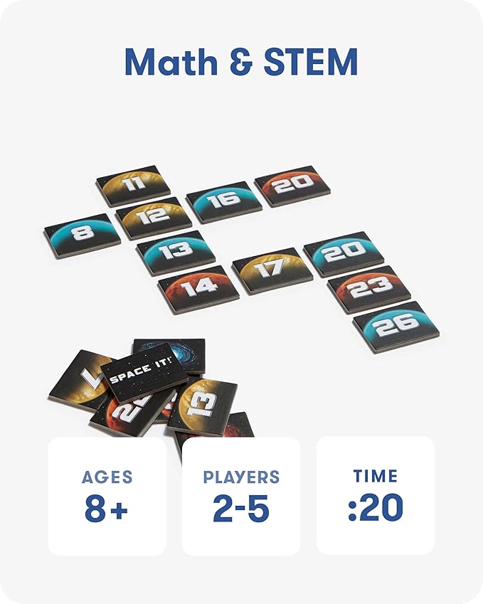 SimplyFun Space It! - Educational Kids’ Game - Math Game for Kids Focused on Skip Sequencing - 2-5 Players Ages 8 &amp Up