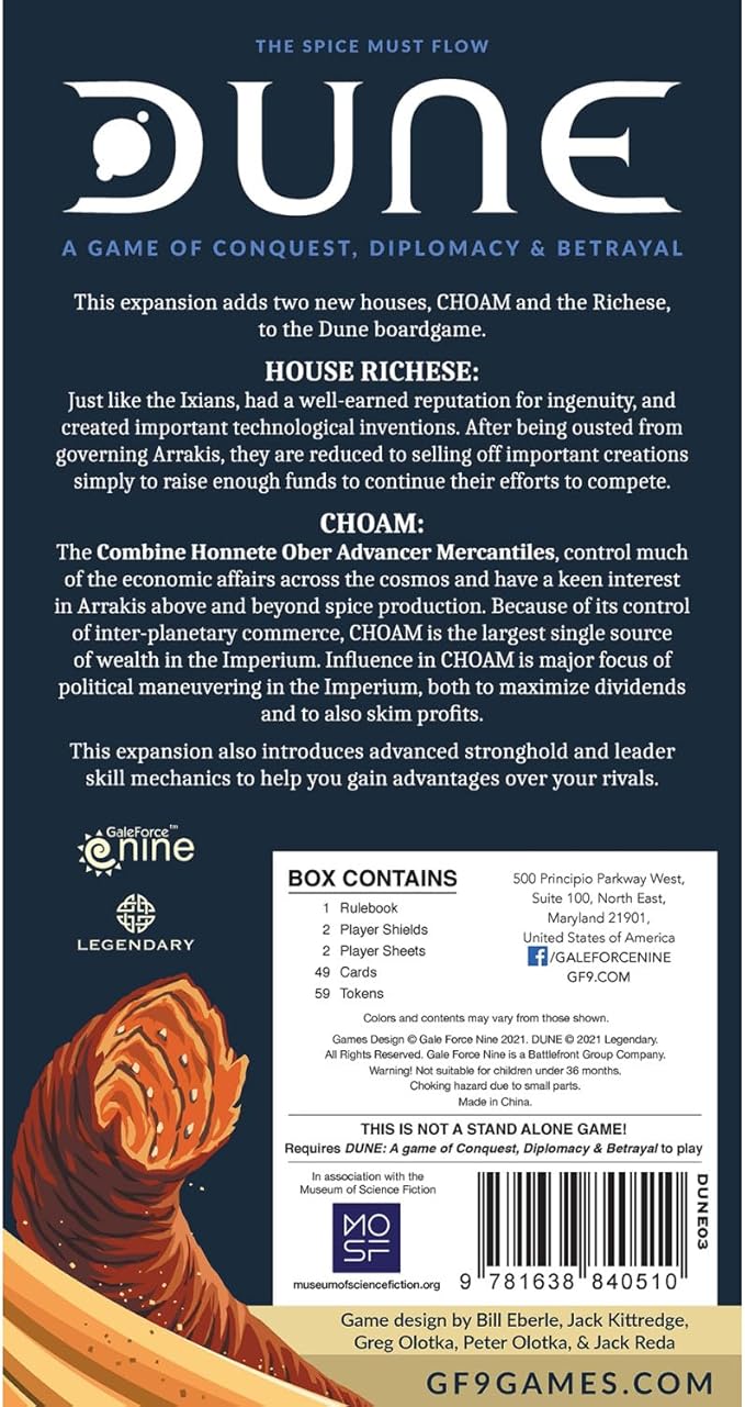 Gale Force Nine Dune Choam &amp Richese House Expansion