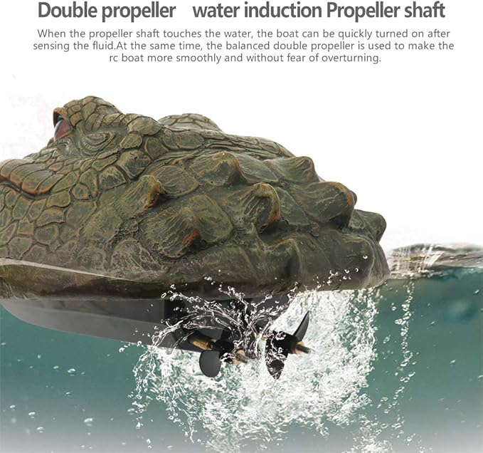 GoolRC Flytec V002 RC Boat 2.4G Remote Control Electric Racing Boat for Pools with Simulation Crocodile Head Spoof Toy