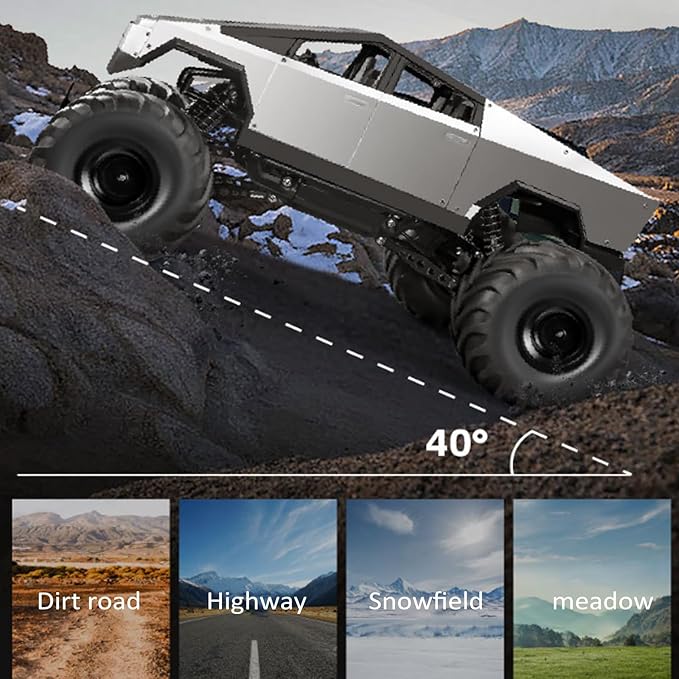 GoolRC 1:8 Scale Large Remote Control Car RC Cars with Metal Shell 2.4GHz 4WD RC Truck with Headlights All Terrain Off Road Monster Truck with 2 Batteries for Adults