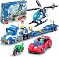 City Police Car Truck Building Sets for Boys Semi Truck and Trailer Building Blocks Vehicles Kits with Helicopter MotorcycleRace Car for Kids Ages 6 7 8 Years Old and Up