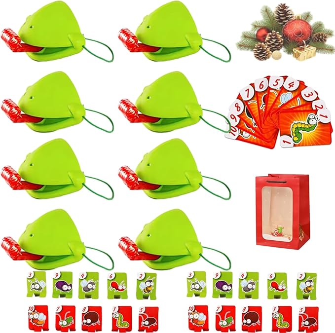 Tongue Shooting Game Frogtongue Game Frog Mask with Blow Tongue Multiplayer Party with Blow Tongue Mask and Blowing Air Insect Cardboard Included
